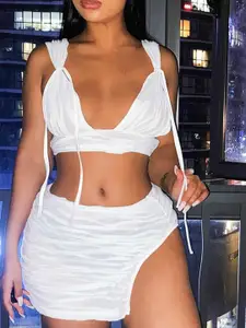 LULU & SKY Women Shoulder Straps Top With Skirt Co-Ords