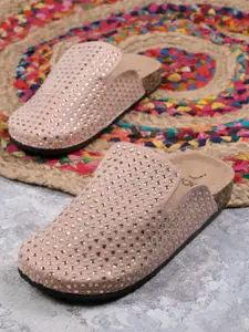 Jove Women Embellished Mules Flats