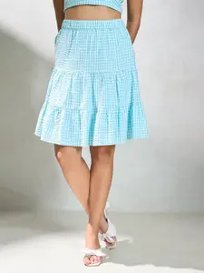 Virgio Pure Cotton Tiered Mini Skirt With Elastic