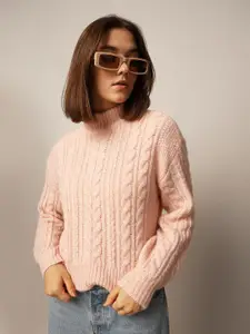 ONLY Women Cable Knit Turtle Neck Pullover Sweater