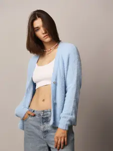 ONLY Women Solid V-Neck Cardigan Sweater