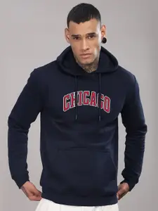 ADRO Men Typography Printed Hood Cotton Pullover Sweatshirt