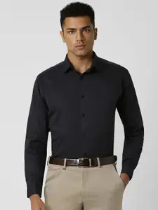 V Dot Men Spread Collar Vertical Striped Cotton Slim Fit Formal Shirt