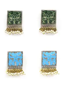 KRENOZ Set Of 2 Sterling Silver Classic Drop Earrings