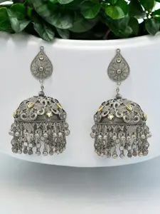 KRENOZ Sterling Silver Oxidised Classic Jhumkas