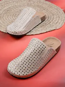 Jove Women Embellished Mules Flats