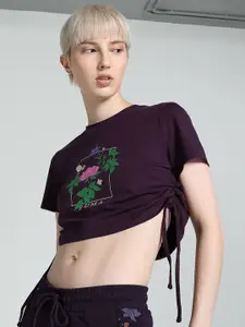 Puma Women Floral Printed Crop Cotton T-Shirt