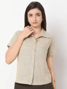 NOT SO PINK Women New Spread Collar Solid Cotton Formal Shirt