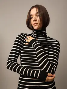 ONLY Women Striped Ribbed Pullover Sweater