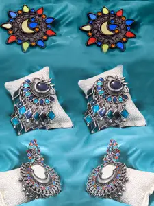 VAGHBHATT Set of 3 Classic Oxidised Artificial Beaded Drop Earrings