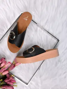 Jove Women Open Toe Flats with Buckles