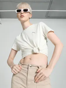 Puma Women Round Neck Solid Cotton T-Shirt