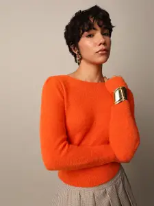 ONLY Women Solid Pullover Ribbed Sweater