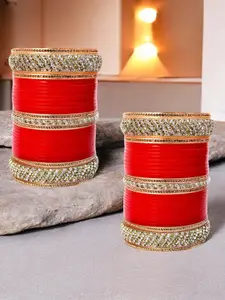 LUCKY JEWELLERY Set Of 50 Stone-Studded Bangles