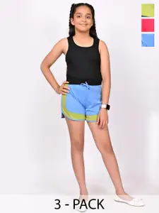 BAESD Pack Of 3 Girls Colourblocked Regular Fit Shorts