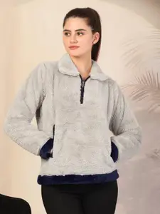 KLOTTHE Women Solid Woolen Fur Winter Jacket