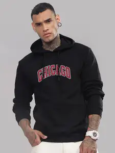 ADRO Men Typography Printed Hood Cotton Pullover Sweatshirt