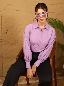 RARE Women New Spread Collar Solid Casual Shirt