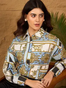 RARE Women New Spread Collar Ethnic Printed Casual Shirt