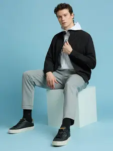 Pepe Jeans Men Mock Collar Solid Casual Sporty Jacket