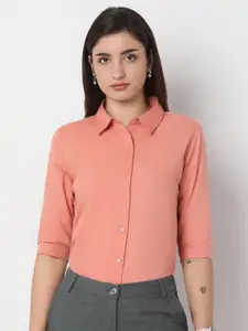 NOT SO PINK Women Premium Spread Collar Solid Cotton Slim Fit Formal Shirt