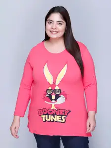 IN Love Women Plus Size Printed Round Neck Regular Fit Cotton T-shirt