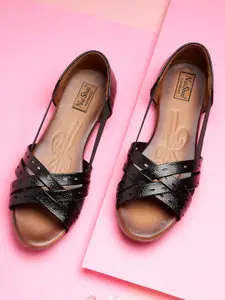 NATSHUZ Women Solid Open Toe Flats