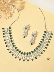 Silvermerc Designs Silver-Plated American Diamond-Studded Necklace & Earrings