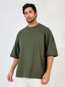 Styli Men Solid Rolled Sleeve Boxy Fit Terry T-Shirt