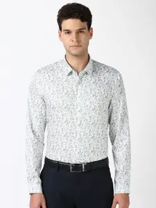 Peter England Men Spread Collar Floral Printed Cotton Slim Fit Formal Shirt