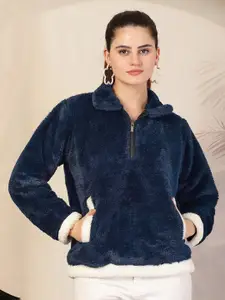 KLOTTHE Women Self Design Fur Winter Jacket