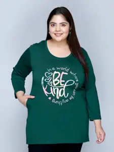 IN Love Women Plus Size Printed Round Neck Regular Fit Cotton T-shirt
