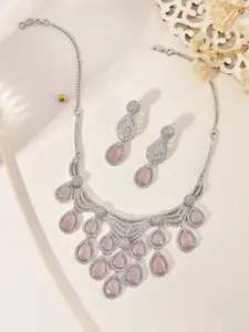 Silvermerc Designs Silver-Plated American Diamond-Studded Necklace & Earrings