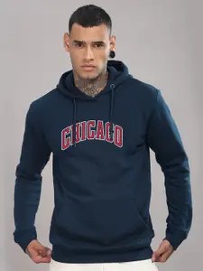 ADRO Men Typography Printed Hood Cotton Pullover Sweatshirt