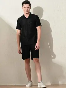 STARFOX Cuban Collar Self Design Shirt With Shorts