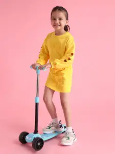 U.S. Polo Assn. Kids Girls Embroidered Pure Cotton Straight Mini Skirt