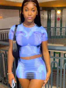 LULU & SKY Printed Top & Short Skirt Co-Ords