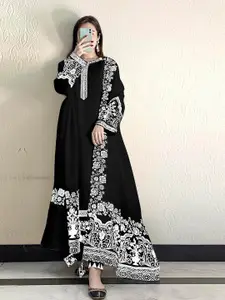 ODETTE Floral Embroidered Thread Work Georgette Semi Stitched Dress Material