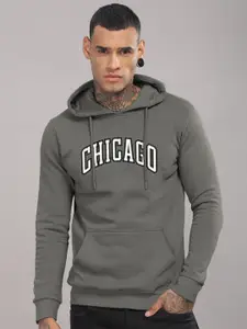 ADRO Men Typography Printed Hood Cotton Pullover Sweatshirt