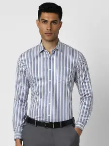 Van Heusen Men Spread Collar Vertical Striped Cotton Slim Fit Formal Shirt