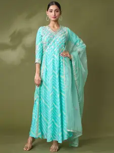 Samyukta Singhania Samyukta Singhani Printed Silk Georgette Anarkali Kurta with Skirt & Dupatta