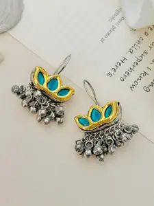 ABDESIGNS Silver-Plated Stone Studded & Beaded Classic Drop Earrings