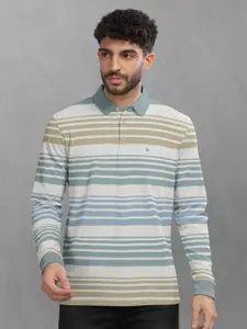 BULLMER Men Striped Polo Collar Cotton T-shirt