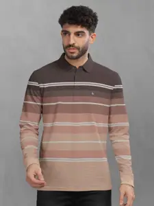 BULLMER Men Striped Polo Collar Cotton T-shirt