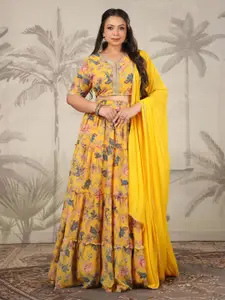 Janasya Printed Ready to Wear Lehenga & Blouse With Dupatta