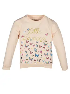 PLUM TREE Girls Graphic Printed Round Neck Cotton Pullover Sweatshirt