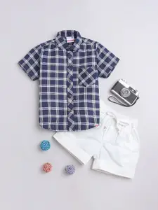 BAATCHEET Boys Pure Cotton Checked Shirt with Shorts