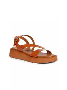Viviblu Leather Platform Sandals with Buckles