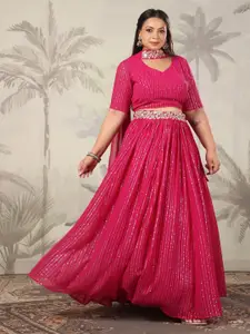Janasya Plus Size Embellished Ready to Wear Lehenga & Blouse With Dupatta