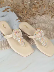 Metro Women Embelished Open Toe  Flats with Bows